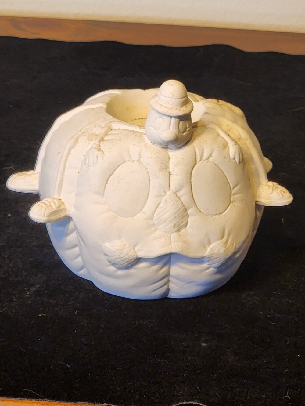 Vintage Ready to Paint Ceramic Spider Pumpkin Halloween Music Box diy